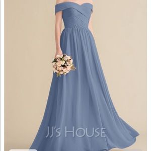 A-Line Off-the-Shoulder Floor-Length Chiffon Bridesmaid Dress W/ Ruffle #144733